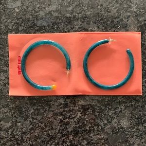 Cult Gaia Geneva Blue Hoop Earrings NWT